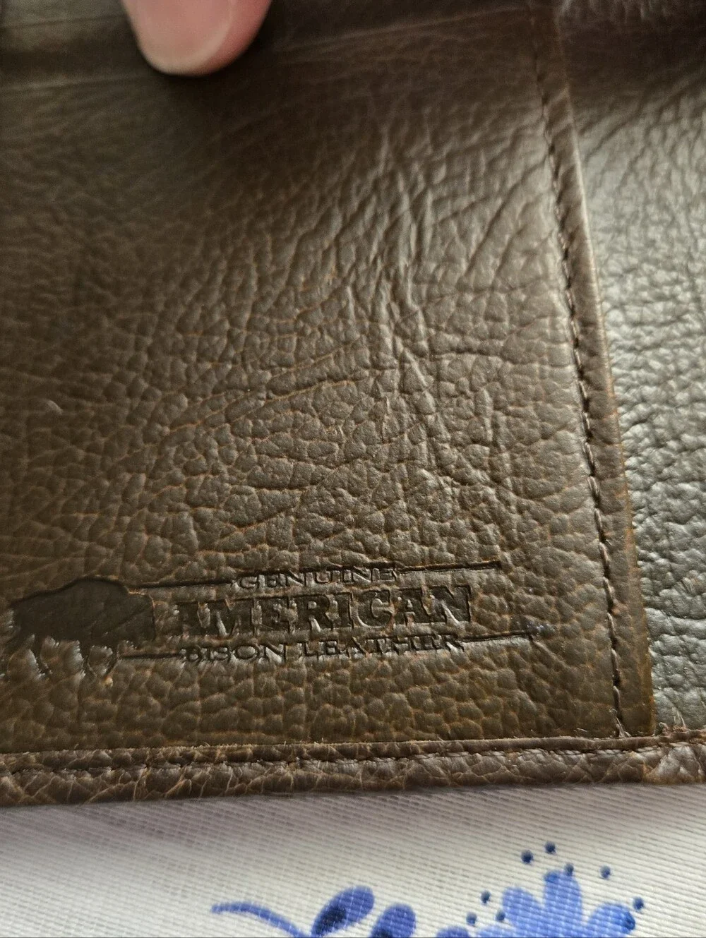American Bison Leather Mens Wallet, Brown Leather
